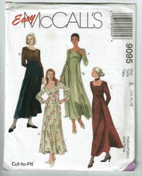 9095 EZ SEMI FIT LONGER EMPIRE FLUID DRESS PATTERN 14-18